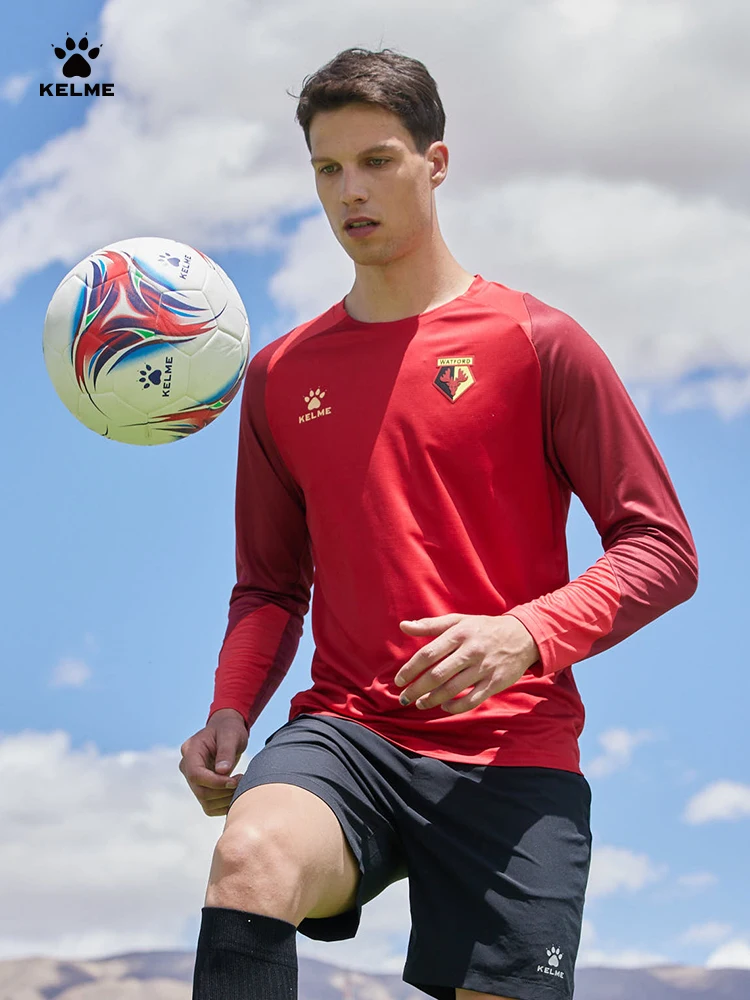 Kelme Long Sleeved Football Shirt Sports T-shirt Men's Training Running Quick Drying Top Breathable Running Basketball Shirt