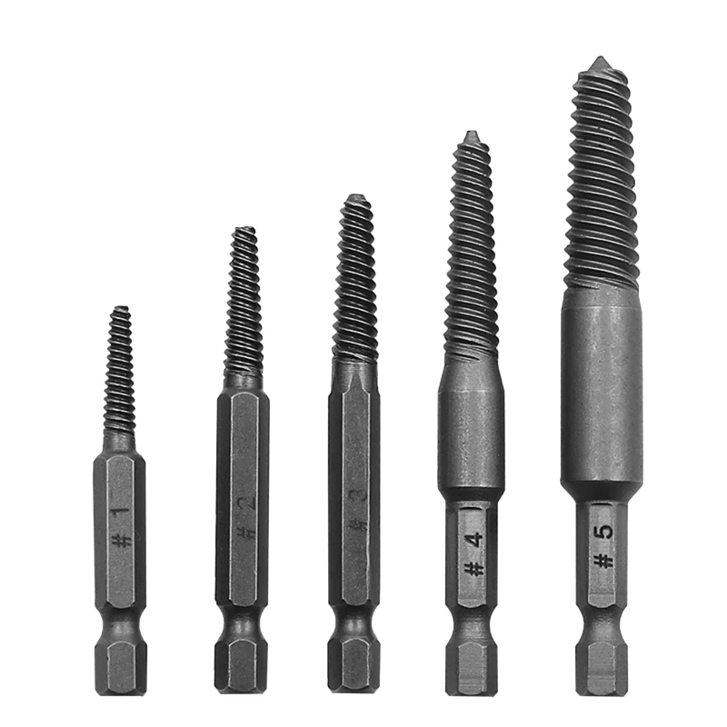 

5x Broken Extractor Shank Spiral Flute Extractor Set Stripped Screw Remover Set Broken Extractor new