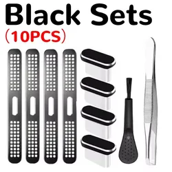 Universal Mobile Phone Speaker Dust Mesh Cover and USB - C Charging Port Protector Cleaning Kit - iPhone 17 Pro Max (Black Sets)