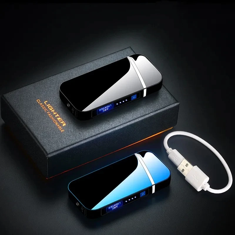 Smart Chip Electric Dual Arc USB Lighter Outdoor Windproof Pulse Plasma Flameless Digital Power Display Lighter Men's Gift 2