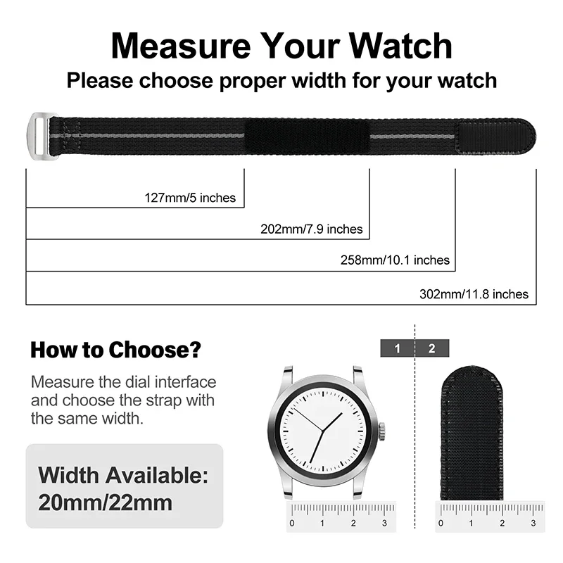Militado Nylon Sports Fabric Watch Strap - Universal Replacement Wristband Bracelet