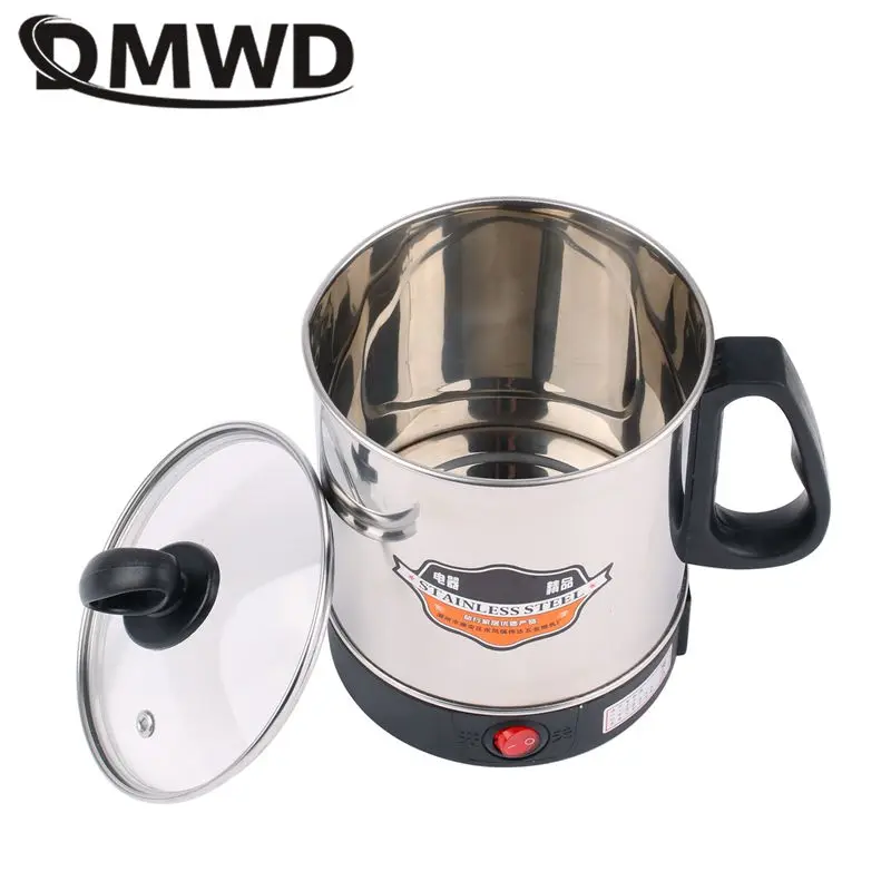 DMWD MultiCooker Electric Skillet portable stainless steel heating cup Noodles milk soup porridge Cooking Pot mini coffee boiler 2