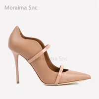 Leather Pointed Toe Stiletto Pumps for Women Elegant Designer Style High Heels Color Blocks Fashion Shallow Women Office Shoes 1