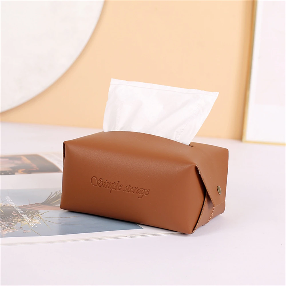 Nordic PVC Leather Tissue Box, Portable, Desktop, Toilet Paper Holder, Napkin Storage Box, WC Paper Container, Home Decoration 6