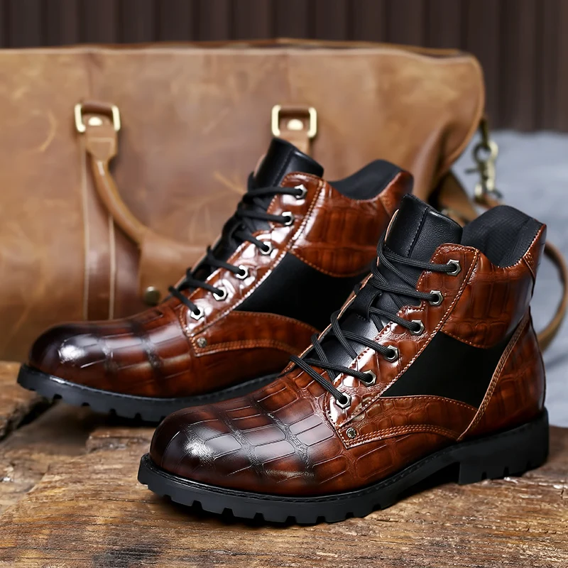 2022 New Luxury Men Causal Boots Men's Premium High-end Leather Dress Boots Hand Painted Colors Quality Male Leather Shoes