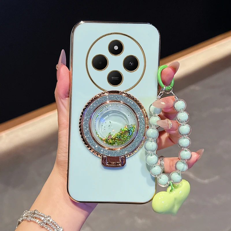 Enhanced Plating Circular Bracket Lanyard Phone Case