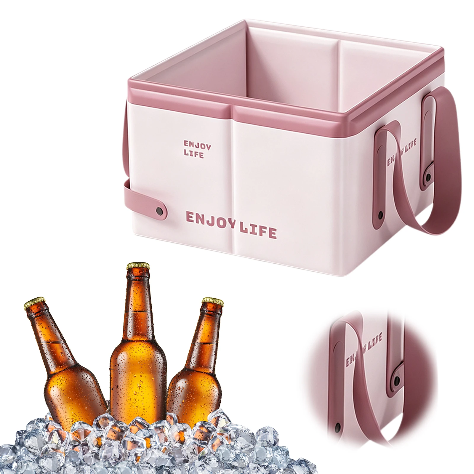 10L 야외용 접이식 쿨러 박스 (손잡이 포함) 보온 보냉 박스 대용량 접이식 사각 캠핑 물통