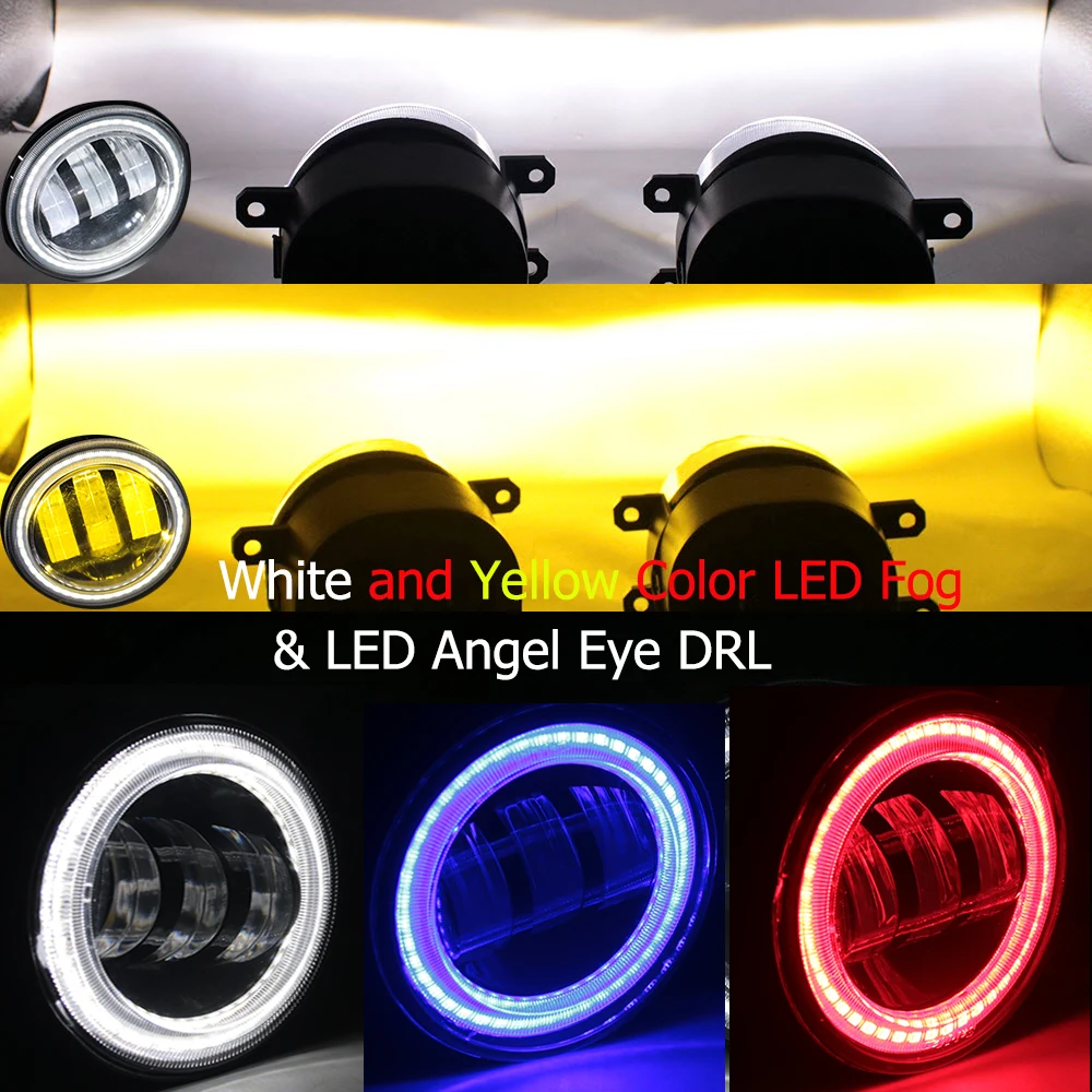 Upgrade Led Fog Light PTF Angel Eyes DRL Aperture Car Headlight for Mitsubishi Pajero Montero Shogun MK3 V73 V79 V77 2003-2006