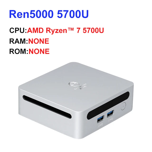  2023 GenMachine New Mini PC Ren5000 5700U AMD Ryzen7 5700U CPU Support Windows 10/11 DDR4 3200MHz AMD WiFi6 NUC Max 64GB RAM