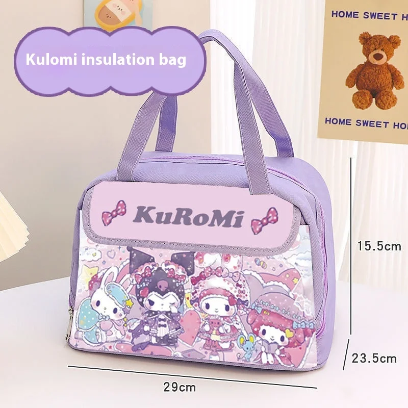 Cartoon Kuromi Insulated Bag Cute and Stainproof Sanrio New Lunch Box Handbag Large Capacity Waterproof Insulated Bento Bag 2