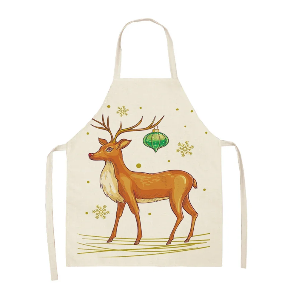 

Creative Cartoon Deer Kitchen Apron Cute Animal Pattern Print Apron Holiday Decoration Home Cleaning Tools Anti-dirty Apron