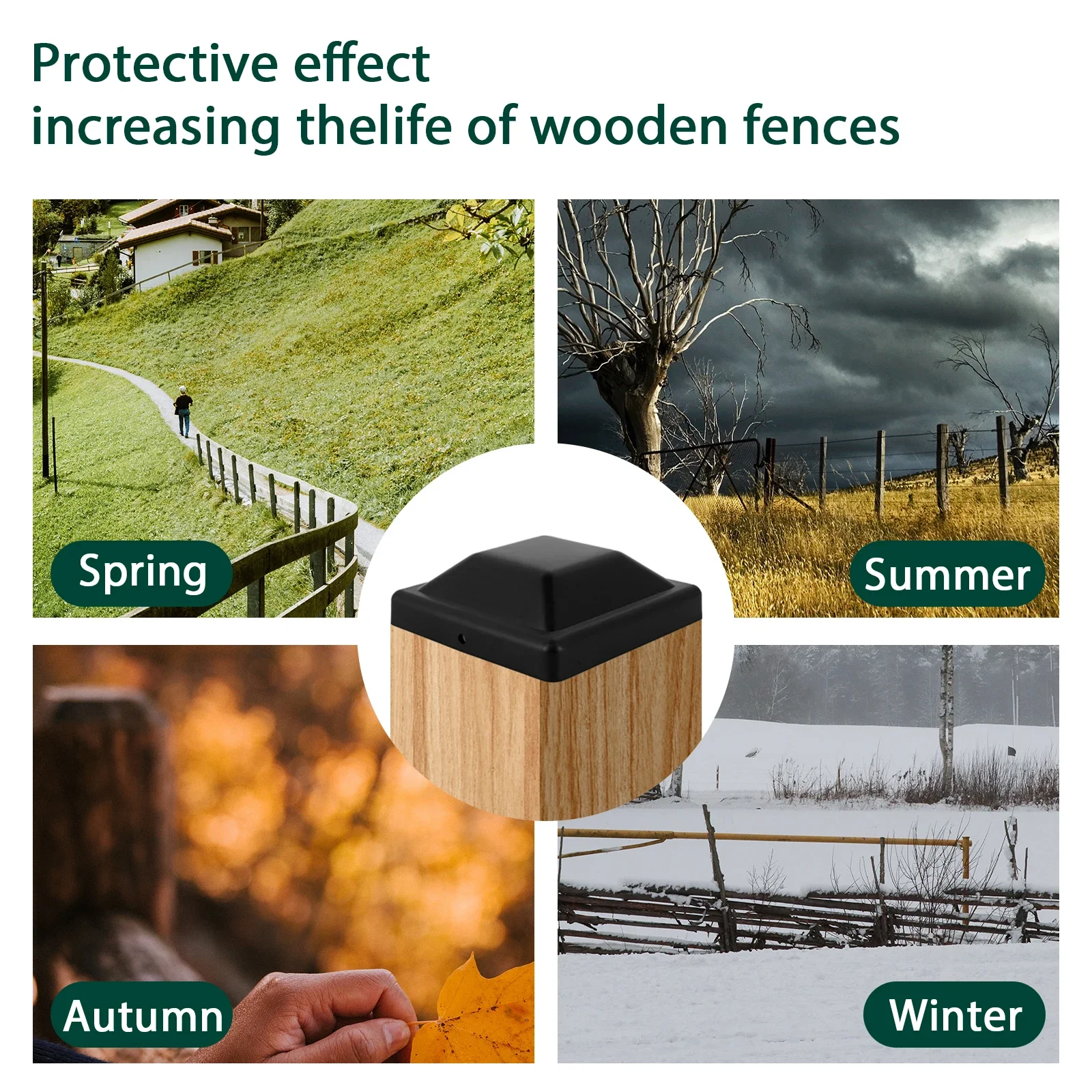 Column Cap Hat 16Pcs Fence Post Caps Cover 3-5/8 inches Black Deck Column Caps Waterproof Outdoor Post Protection