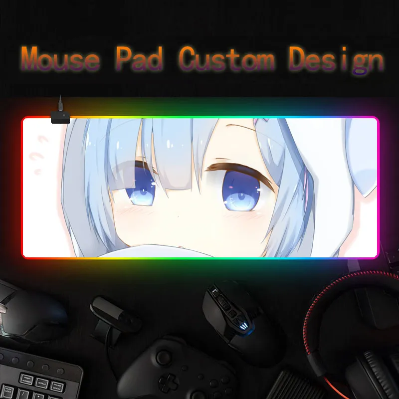 

Rem Rom Anime cartoon art mouse pad, RGB landscape personalized Re:Life In A Different World From Zero mouse pad