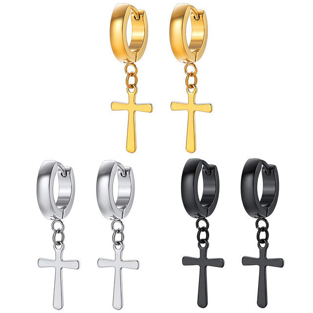 Pairs Black/Silver/Gold Color Punk Style Stainless Steel Spike Hoop Earrings Stud Earrings For Men Women Statement Jewelry