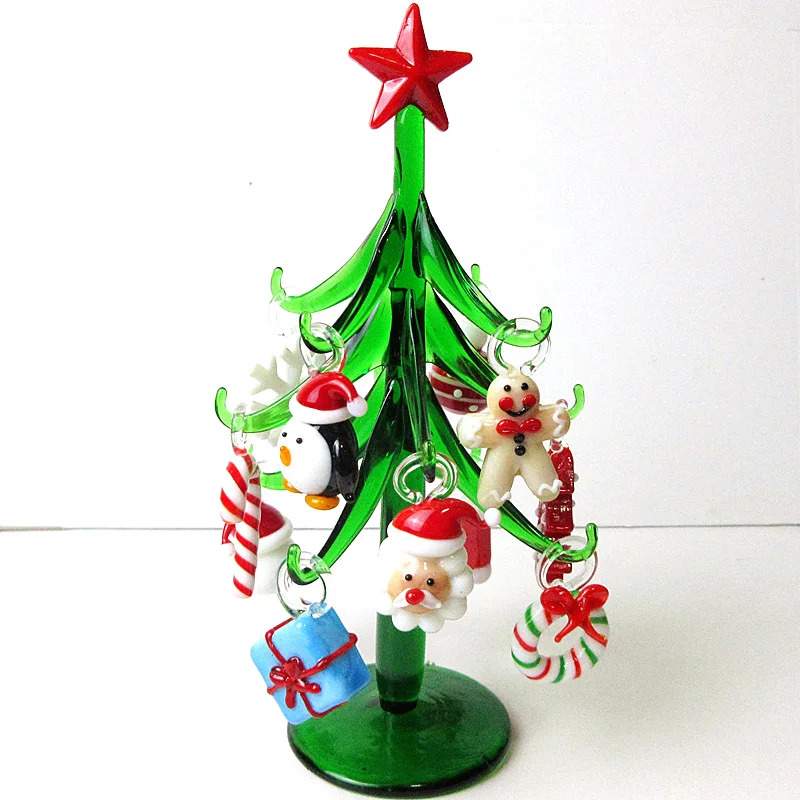 Details about   Christmas Tree Figurines Ornaments Handmade Murano Glass Crafts Home Decor 