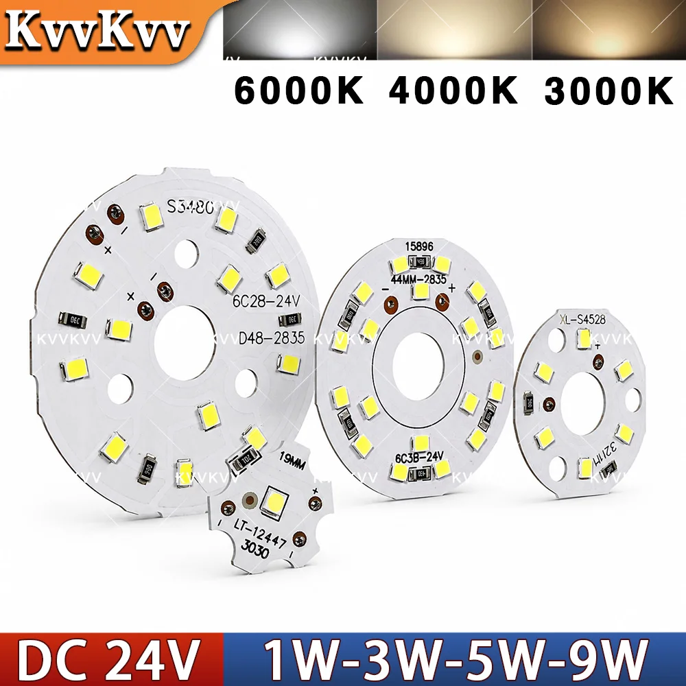 24V 1W 3W 5W 9W LED 칩 알루미늄 기판 원형 PCB 19mm 32mm 44mm 광원 보드 DIY 손전등용 광원 교체