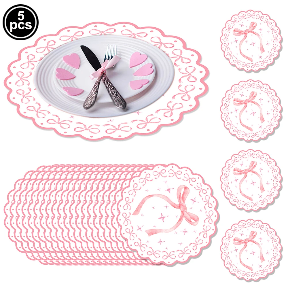 Pink Bow Themed Hanging Decor Banner Swirl for Girls' Birthday or Baby Shower Decorations