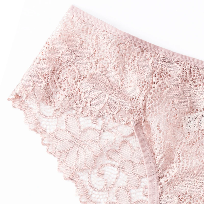 1 pz biancheria intima Sexy per le donne slip a vita bassa fiocco morbido pizzo traspirante trasparente mutandine femminili signore Intimates BANNIROU - immagine 3