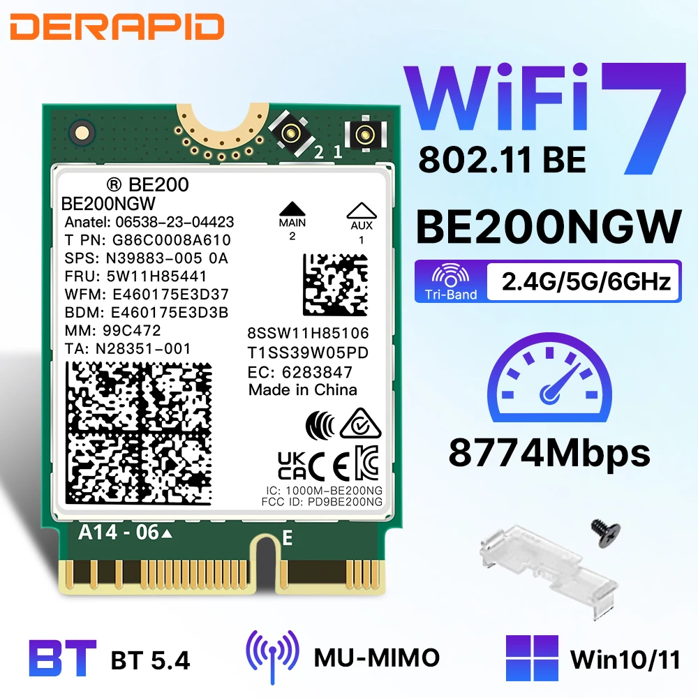 WiFi7 BE200NGW trójzakresowy NGFF Adapter Wifi za $16.8 / ~68zł WiFi7 BE200NGW trójzakresowy NGFF Adapter Wifi za $16.8 / ~68zł