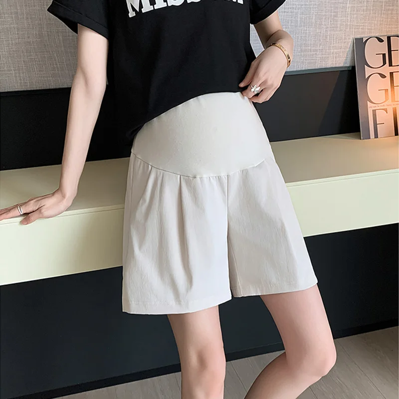 

Summer Casual Cotton Maternity Shorts Wide Leg Loose Adjustable Elastic Waist Belly Clothes for Pregnant Women Pregnancy