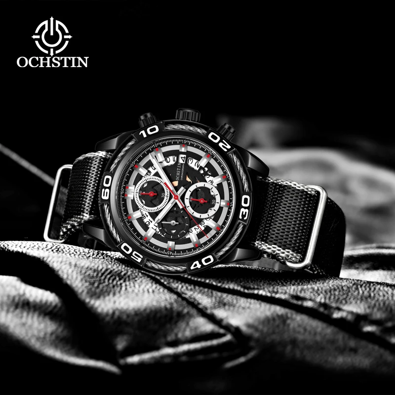 

OCHSTIN creative nylon series multi-function quartz movement hot models 2024 personalized simple men's quartz watch wristwatch