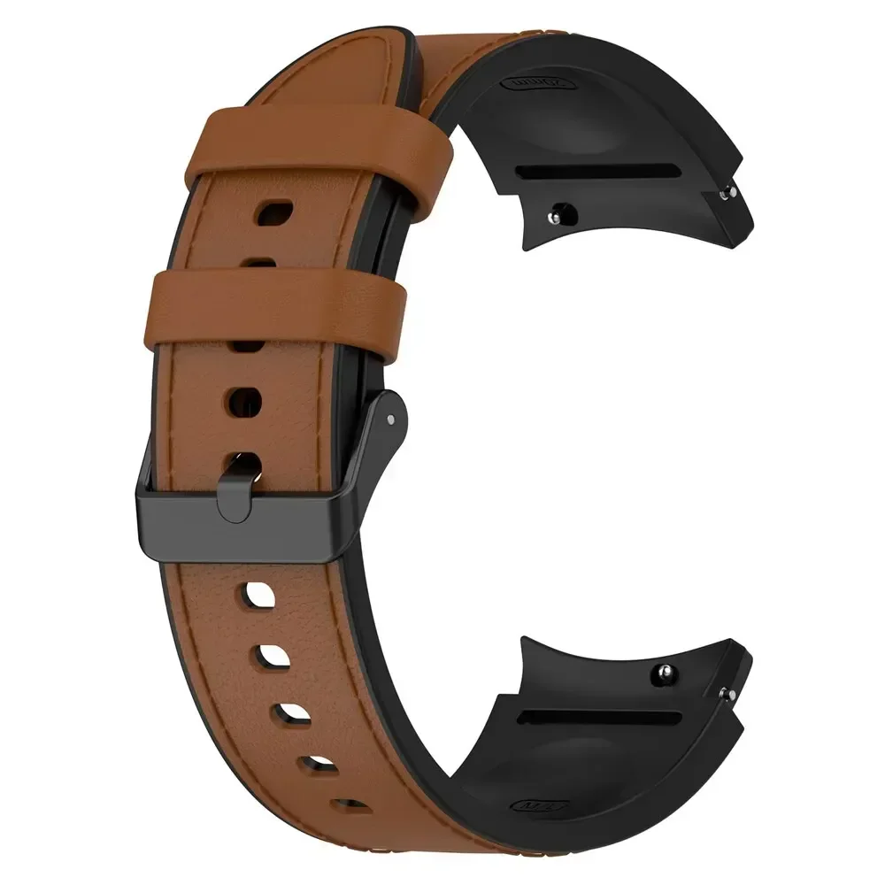 Dual-Material Silicone & Leather Watch Strap - Premium Replacement Band