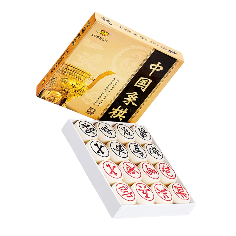 Xiangqi Chinese Chess Set Traditional Checker Game 3D Board Games Strategy Games Educational Early Learning Game for Beige 30