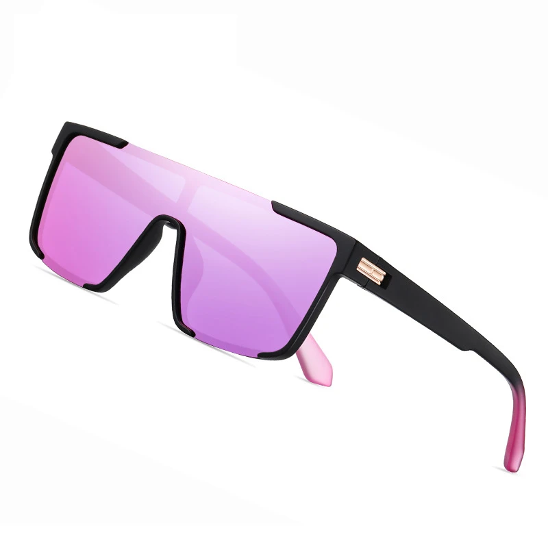 Male Flat Top Sunglasses Men Black Large Square Shades UV400 Gradient Sun Glasses For Women Cool Colorful One Piece_voghion.com