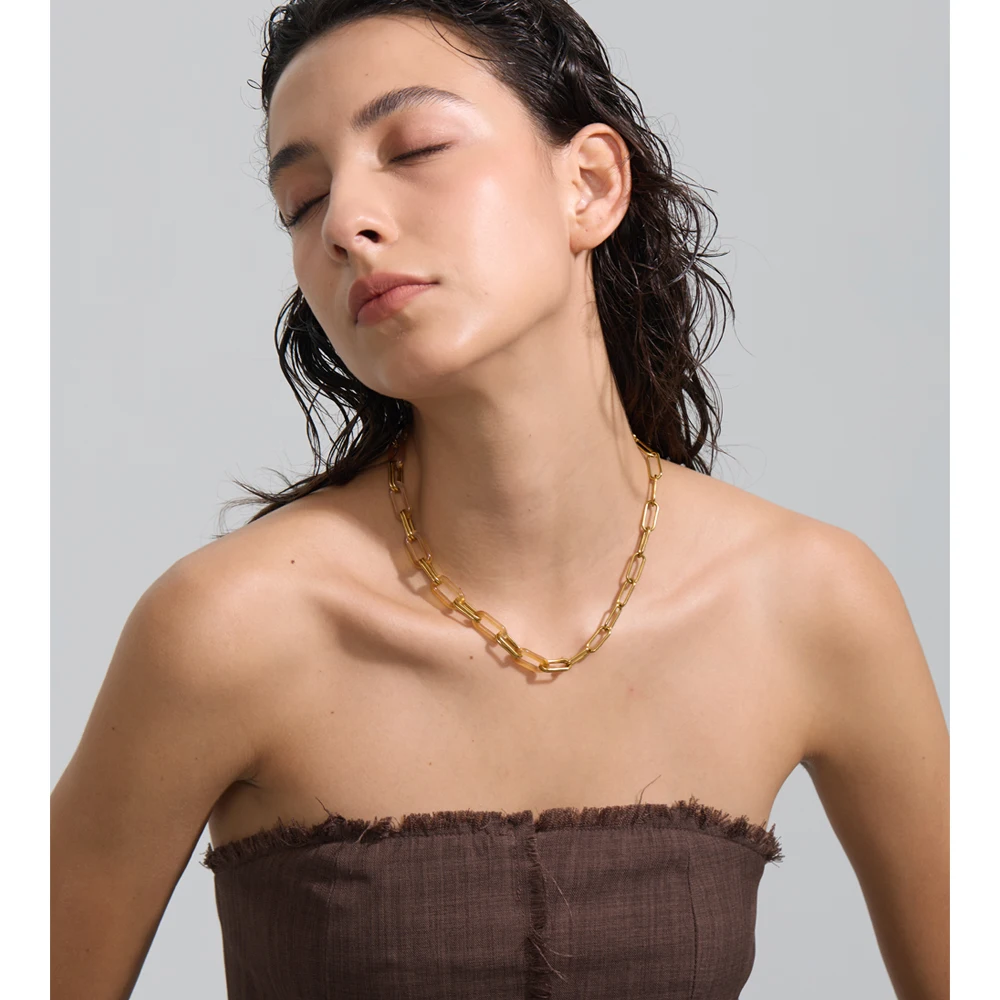 Yhpup Chain Necklace with Waterproof Stainless Steel Resin Acrylic