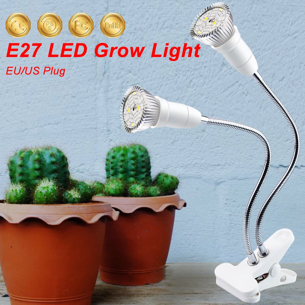 Фитолампа полного спектра с зажимом, светодиодный Светодиодная лампа для выращивания растений в теплицах, для гидропонных систем, комнасветильник саженцев, цветов, растений