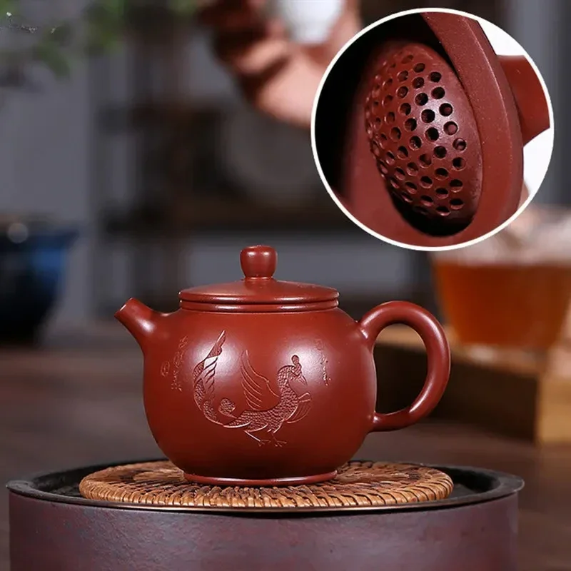 

180ml Classic Yixing Purple Clay Tea Pot Ball Hole Filter Beauty Teapot Raw Ore Dahongpao Tea Kettle Chinese Zisha Tea Set