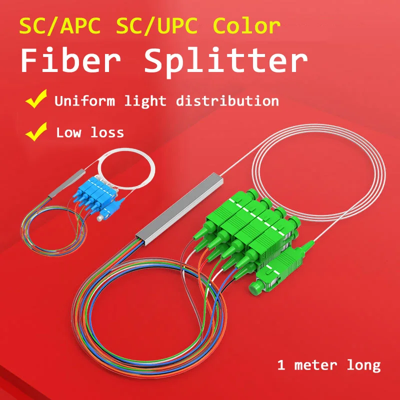 ​10pcs/lot 1X8 PLC Splitter  SC/APC  SC/UPC Fiber Optic Splitter Single Mode 0.9mm Free Shipping