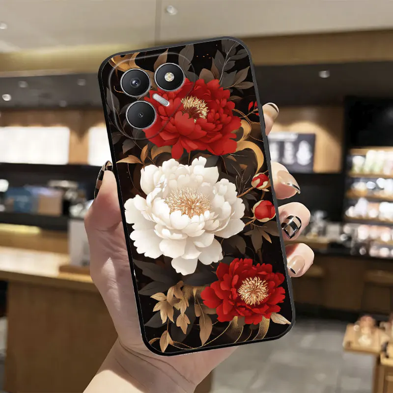 Sleek Silicone Shockproof Phone Case - Ultra Fashion Print, Black