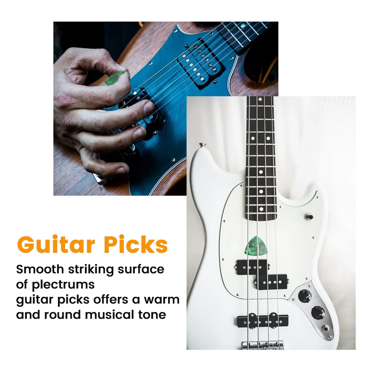 100PCS Guitar Picks, 0.46mm Thickness Colorful Celluloid Guitar Pick Plectrums for Bass, Electric, Acoustic Guitars