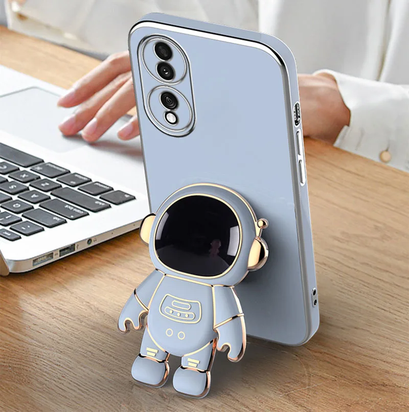 

3D Astronaut Stand Luxury Plating Phone Case For Honor 70 50 30 Pro Soft TPU Shockproof For Honor X7 Case