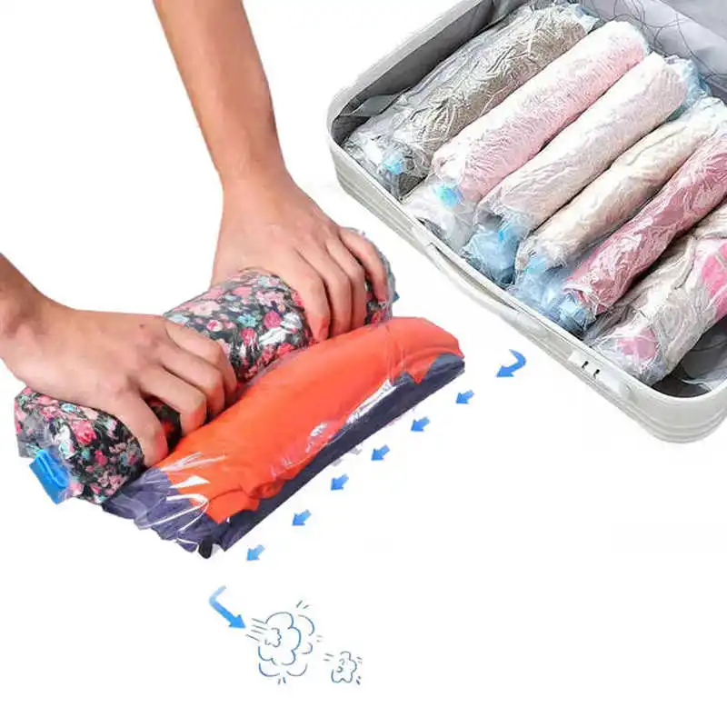 Vacuum Travel Bag Roll Up 35x50CM Plastic Transparent Storage Bag Saving Room Of Your Suitcase Luggage Organizer Compression Bag 5