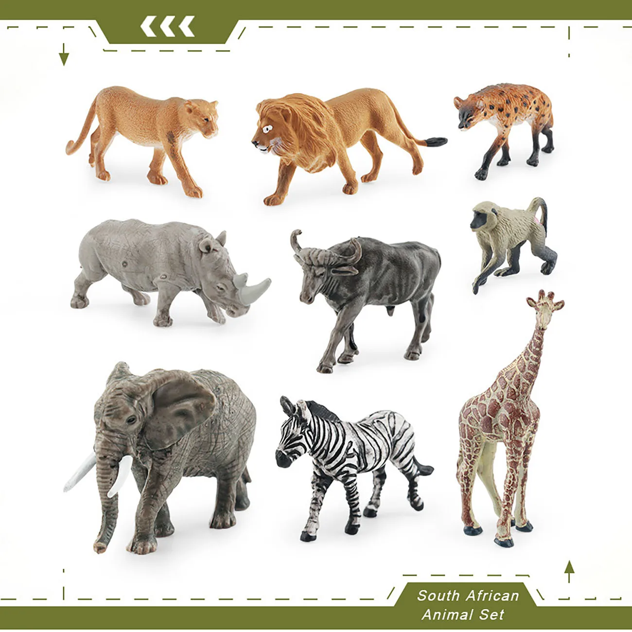 9Pcs Simulated South African Animals Zebra Lion Giraffe Lioness White Rhino African Elephant Model Toy Ornaments 4