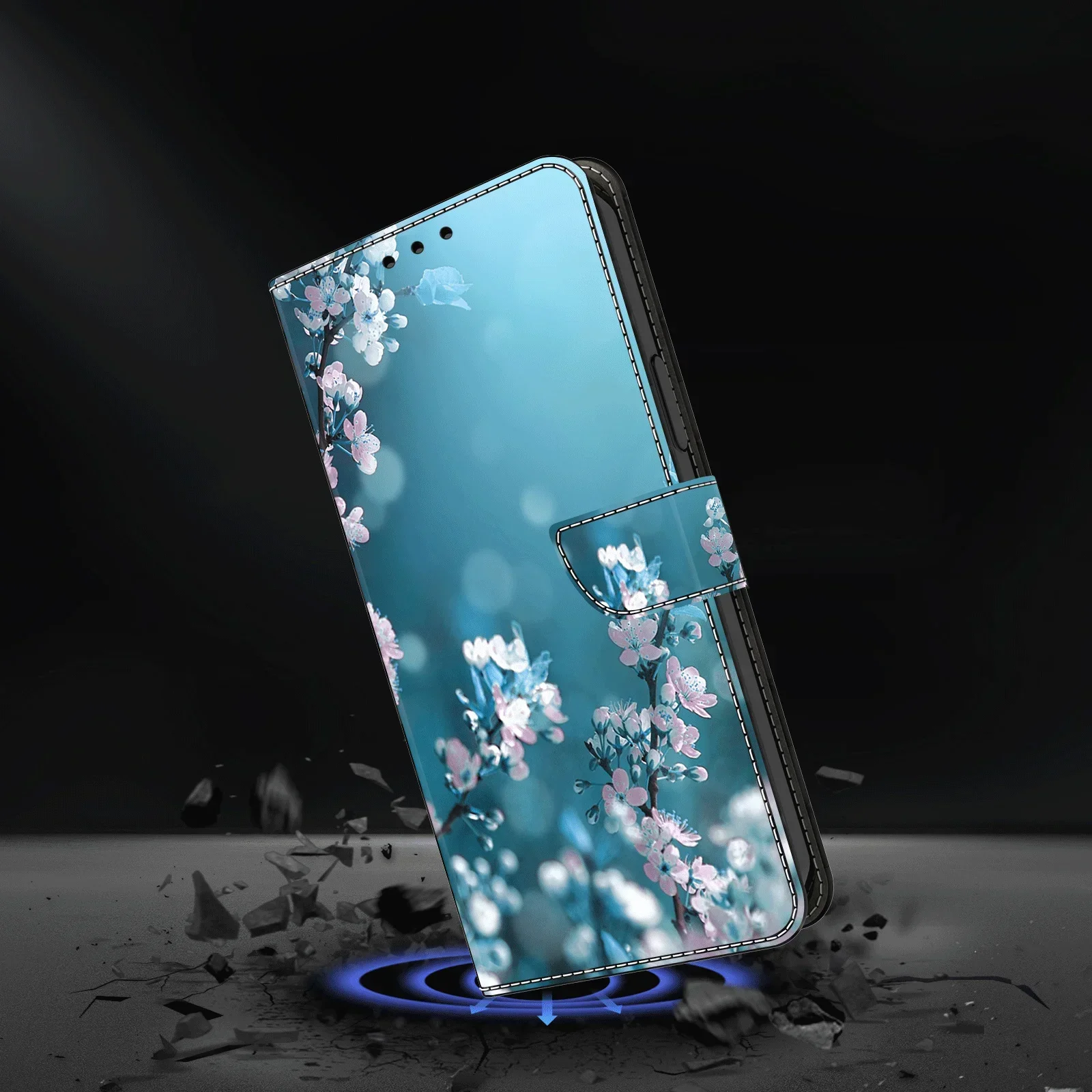 Stylish 3D Painted Magnetic Flip Wallet Phone Case Cover