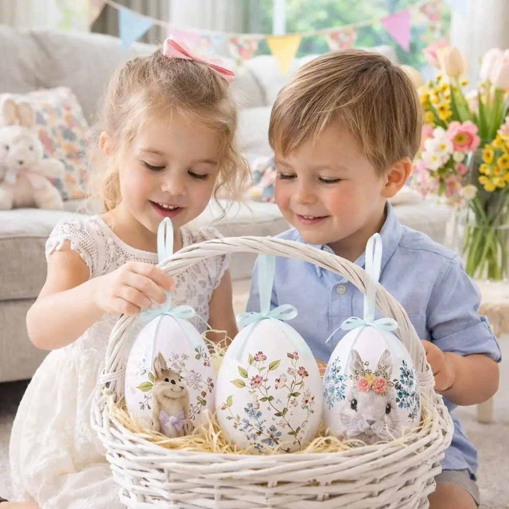 Kit De Manualidades De Pascua De Fieltro – 8 Huevos, 8 Conejitos Y Más De 200 Pegatinas, Decoración Colgante Para Niños