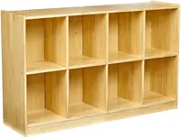 Backpack Storage Cubby, 8-Compartment, Pine Wood, 13" D x 30" W x 48" 1