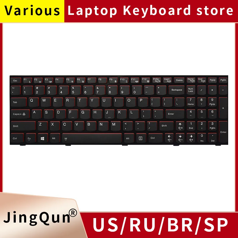 Teclado do Portátil dos E.u. para Lenovo Ideapad Inglês Retroiluminado Versão do Ângulo Direito Y500 Y500n Y500nt Y510p