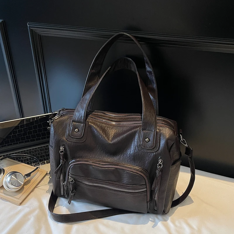 Weiche Umhängetasche mit Innenfach für Damen, 25, luxuriöse Designer-Handtaschen, Reisetasche, große Kapazität, PU-Leder, Umhängetasche – Detail 26