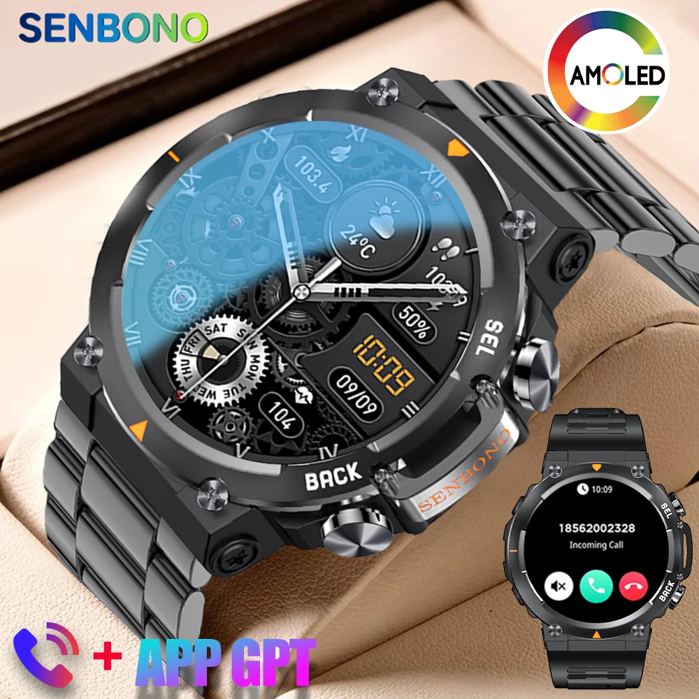 SENBONO MAX18 AMOLED Men's Smart Watch Bluetooth