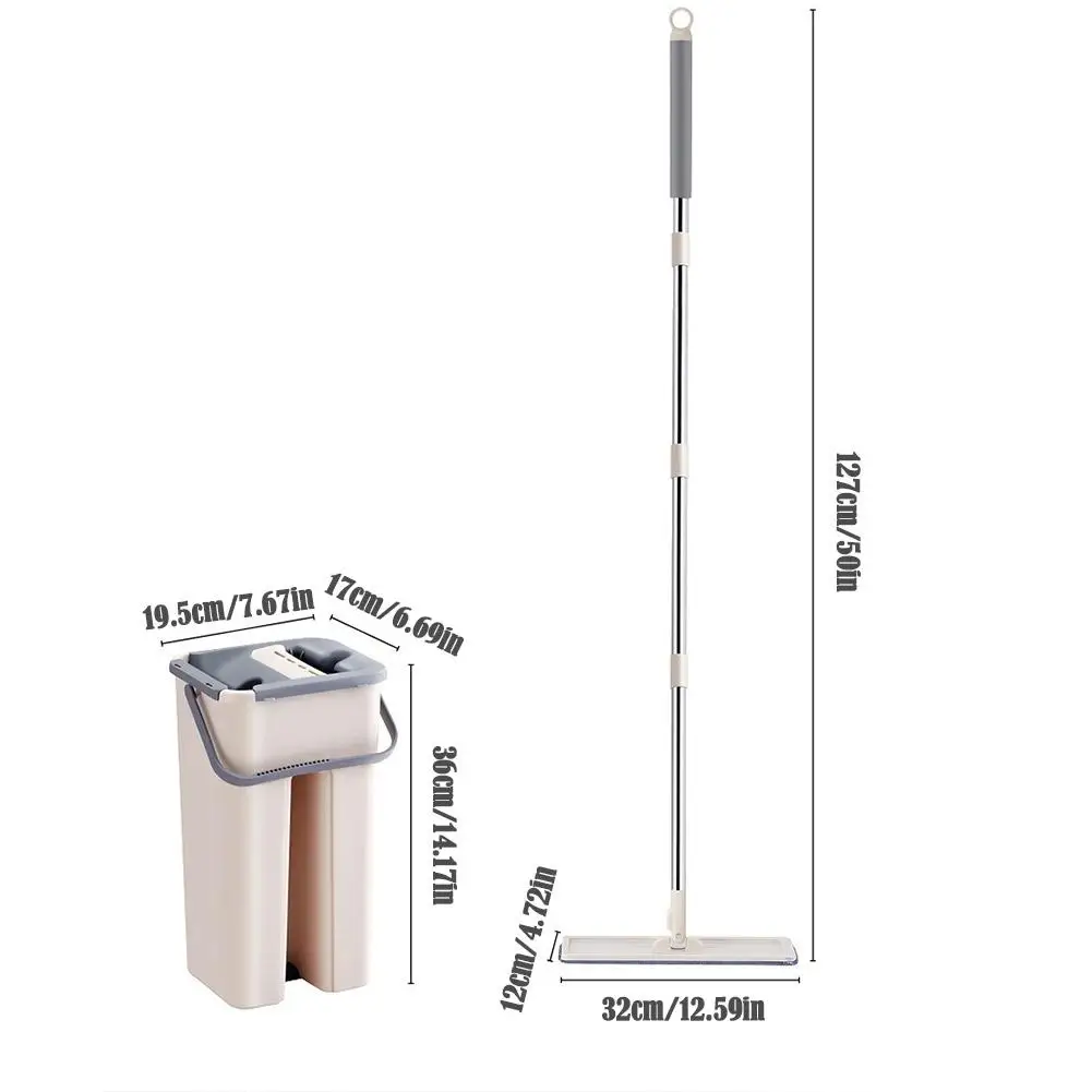 

Floor Mop Microfiber Squeeze Mops Wet Mop with Bucket Cloth Squeeze Cleaning Bathroom Mop For Wash Floor Home Kitchen Clean M3V8