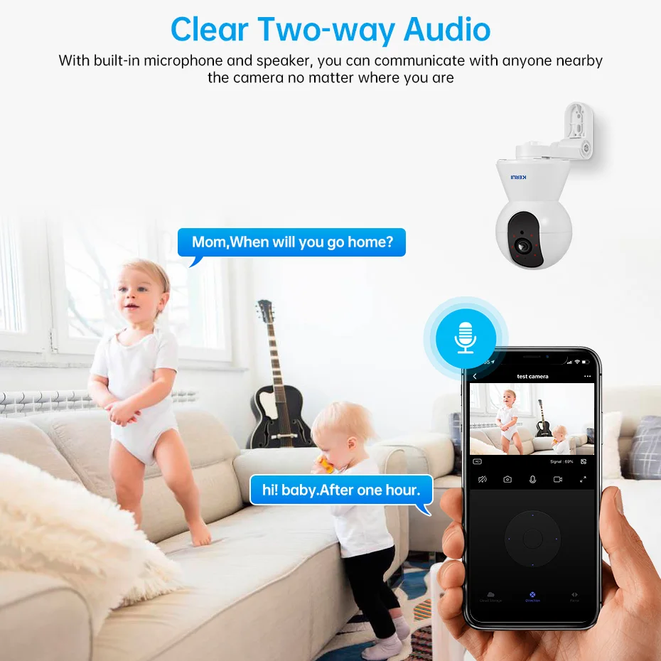 KERUI Indoor 4K HD Tuya Smart WiFi IP Camera Wireless 5MP 8MP Home Security CCTV Surveillance Camera with Side-mounted Brackets 6