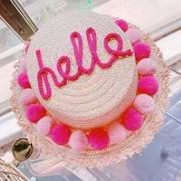 INS Style Kids Adult Straw Hat Handbag Handmade Woven Beach Hat Beach Bag Summer Mother Aaughter Family Match Headwear Sunhat 2