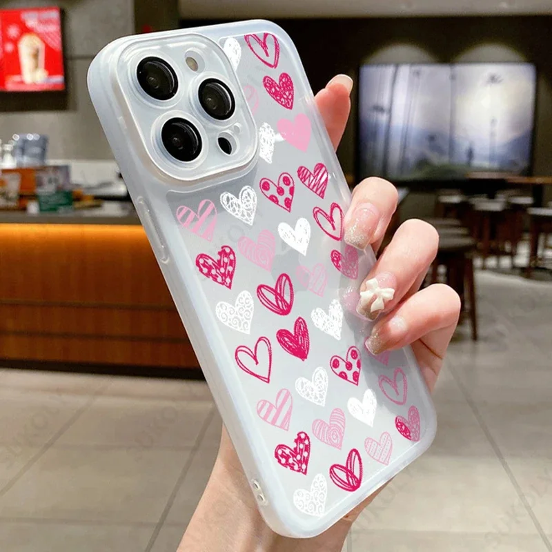 thumbnail image 1 of Transparent Cute Love Heart New Year Gift Silicone Phone Case For iPhone 15 Pro Max 14 Pro 13 12 14 Pro Max 11 Soft Back Cover, 1 of 5