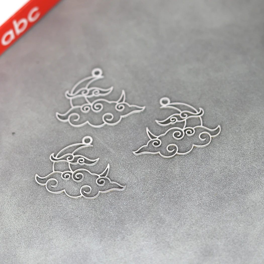 

3pcs/Lot Stainless Steel Moon pendant on cloud Accessories DIY Jewelry Making For Bracelets Earring Necklaces For Party Gift