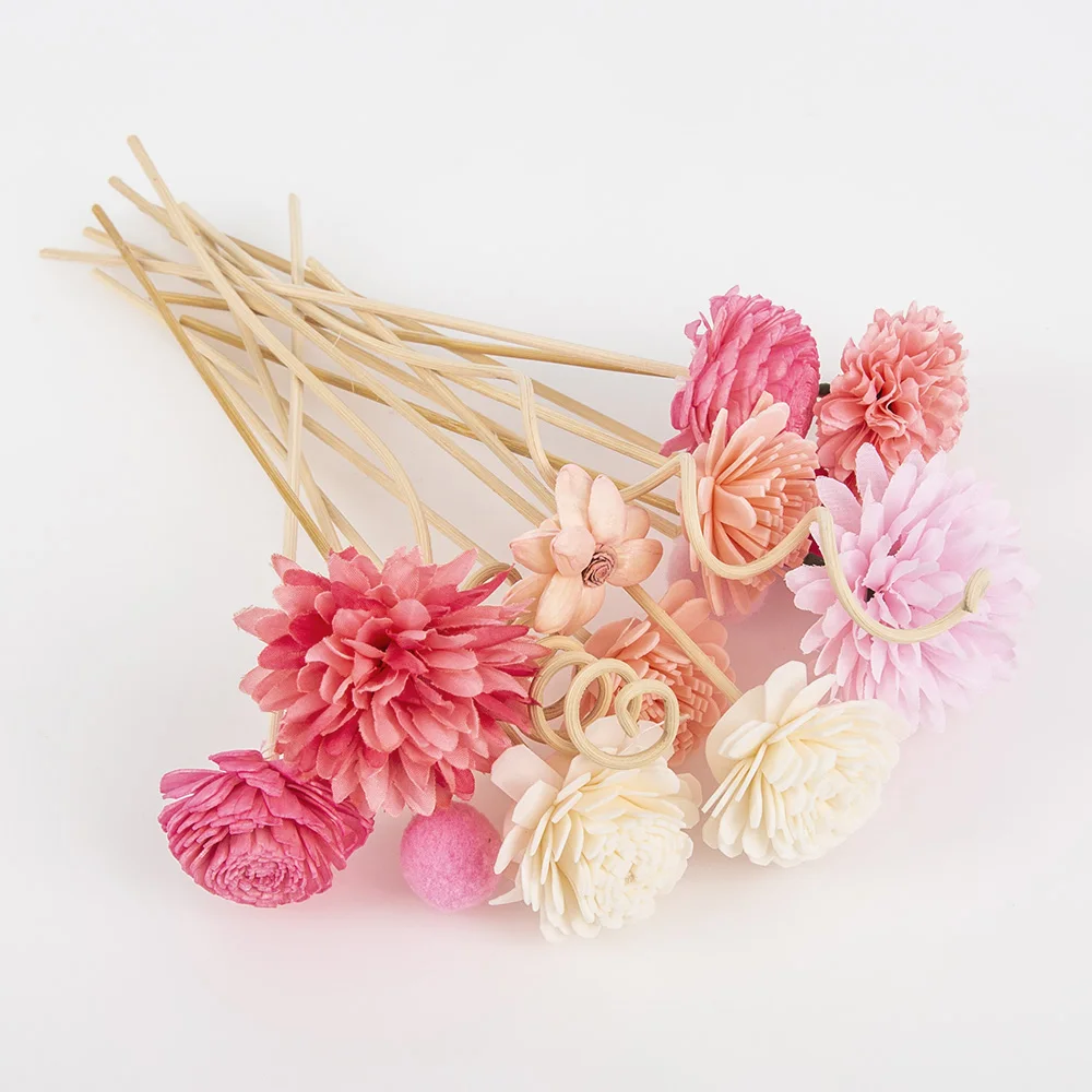 15PCS Pink Series Flower Rattan Sticks Fireless Fragrances Reed Diffuser Stick Diy Ornaments Home Decor for reed diffuser refill sticks