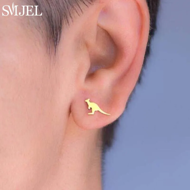 Mini Australia Kangaroo Studs Earrings for Women Cute Stainless Steel